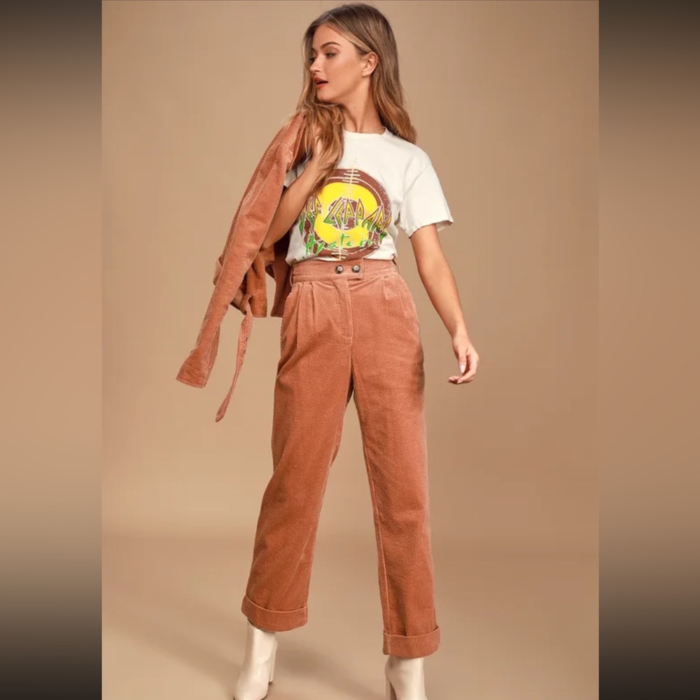 Lulus Fall Fashion Terracotta Corduroy Trousers -XS